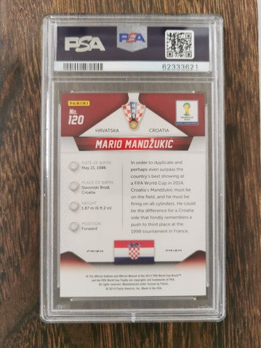 2014 Panini Prizm World Cup 120 Mario Mandzukic Red/White/Blue Power Plaid PSA 9