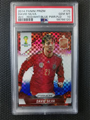 2014 Panini Prizm World Cup David Silva PSA 10 RED/WHT/BLUE PWR.PLD Prizm #175