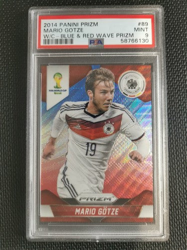 2014 Panini Prizm World Cup Mario Gotze PSA 9 Blue & Red Wave Prizm #89
