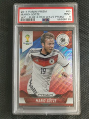 2014 Panini Prizm World Cup Mario Gotze PSA 9 Blue & Red Wave Prizm #89