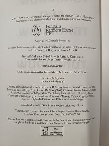Tomorrow, and Tomorrow, and Tomorrow by Gabrielle Zevin (First Edition Hardback)