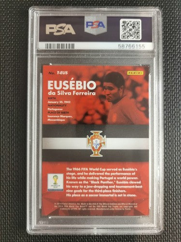 2014 Panini Prizm World Cup Soccer Tribute EusÃ©bio Portugal PSA 8 #T-EUS