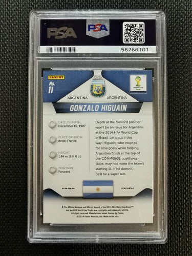2014 Panini Prizm World Cup Gonzalo HiguaÃ­n PSA 9 #11 Prizm