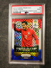 2014 Panini Prizm World Cup Stars #6 Julio Cesar Red/White/Blue Power Plaid PSA9