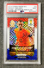 Wesley Sneijder 2014 Panini Prizm World Cup Stars Red/White/Blue Pwr Plaid PSA 9