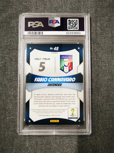 Fabio Cannavaro 2014 Panini Prizm World Cup Stars Blue & Red Wave Prizm PSA 9