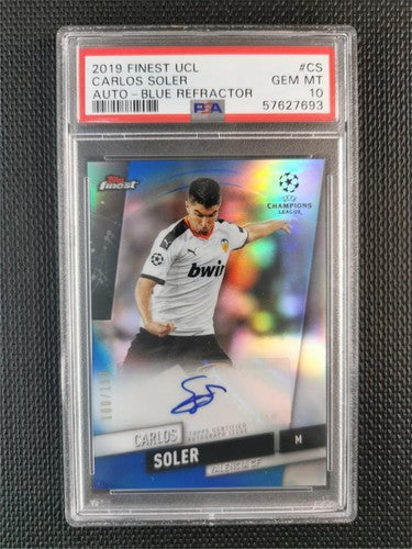 Carlos Soler 2019 Topps Finest UCL AUTO Blue Refractor [150] PSA 10 GEM MT