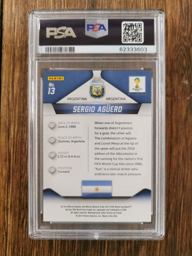 2014 Panini Prizm World Cup 13 Sergio Aguero PSA 10 GEM MINT