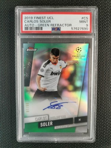 Carlos Soler 2019 Topps Finest UCL AUTO Green Refractor PSA 9 [99]