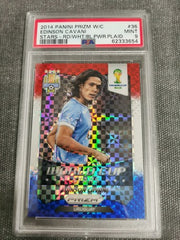 Edinson Cavani 2014 Panini Prizm World Cup Stars 36 RD/WHT/BL Power Plaid PSA 9
