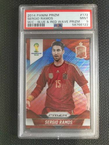 2014 Panini Prizm World Cup Sergio Ramos PSA 9 BLUE/RED Wave Prizm #172