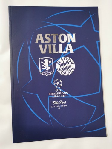 ASTON VILLA V BAYERN MUNICH MUNCHEN CHAMPIONS LEAGUE 2/10/24 2024-2025 Programme