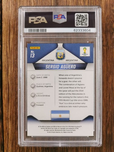 2014 Panini Prizm World Cup 13 Sergio Aguero PSA 9 MINT