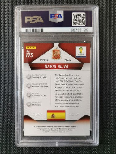 2014 Panini Prizm World Cup David Silva PSA 10 RED/WHT/BLUE PWR.PLD Prizm #175