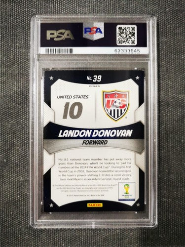 2014 Panini Prizm World Cup Stars Landon Donovan Red/White/Blue Power Plaid PSA8