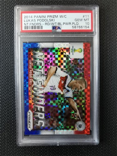 2014 Panini Prizm World Cup Lukas Podolski Net Finders RD/WT/BL.PWR.PLD PSA 10