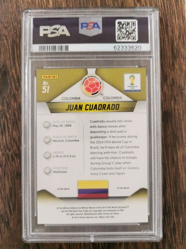 2014 Panini Prizm World Cup #51 Juan Cuadrado Red/White/Blue Power Plaid PSA 10