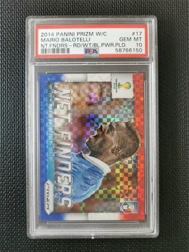 2014 Panini Prizm World Cup Mario Balotelli Net Finders RD/WT/BL.PWR.PLD PSA 10