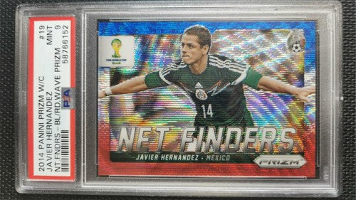 2014 Panini Prizm World Cup Javier Hernandez Net Finders BL/RD Wave Prizm PSA 9