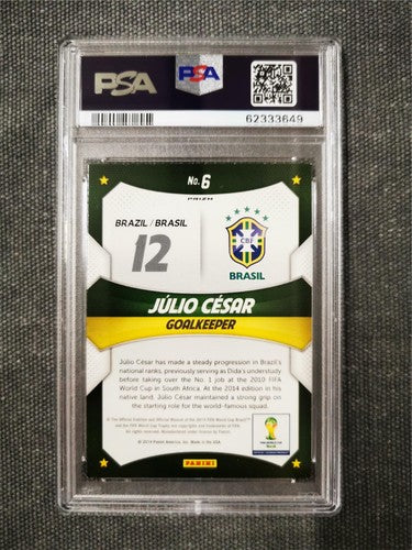 2014 Panini Prizm World Cup Stars #6 Julio Cesar Red/White/Blue Power Plaid PSA9