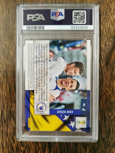 2014 Panini Prizm World Cup Net Finders 4 Edin Dzeko RD/WT/BL. Power Plaid PSA9