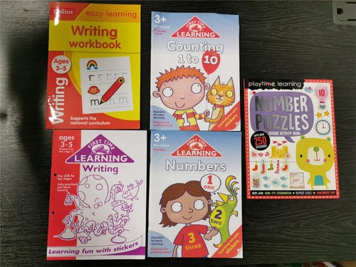 5 Children's Maths, English & Activity Books - Pre-School Age 3-5