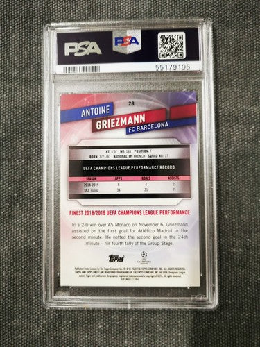 Antoine Griezmann Topps Finest 2019 UCL Purple Refractor PSA 9