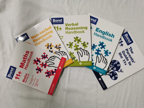 Bond 11+ 5 Book Set | Maths, English, Verbal & Non Verbal; Reasoning + Guide.