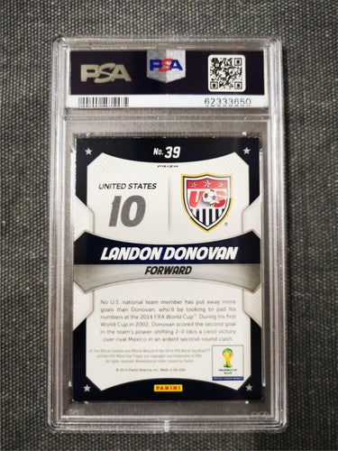 2014 Panini Prizm World Cup Stars Landon Donovan Red/White/Blue Power Plaid PSA8