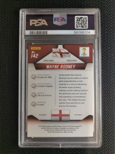 2014 Panini Prizm World Cup Wayne Rooney Blue & Red Wave Prizm PSA 9 #142