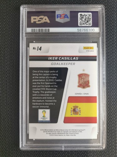 2014 Panini Prizm World Cup Captains Iker Casillas PSA 9 RED/WHT/BLUE PWR.PLD