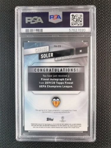 Carlos Soler 2019 Topps Finest UCL AUTO Green Refractor PSA 9 [99]