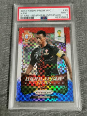 2014 Panini Prizm World Cup Stars 29 Nani Red/White/Blue Power Plaid PSA 9