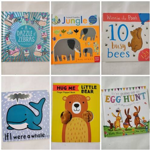 6 Baby Board Books: Hug Me; Finger Puppet Book, If I were a Whale etc