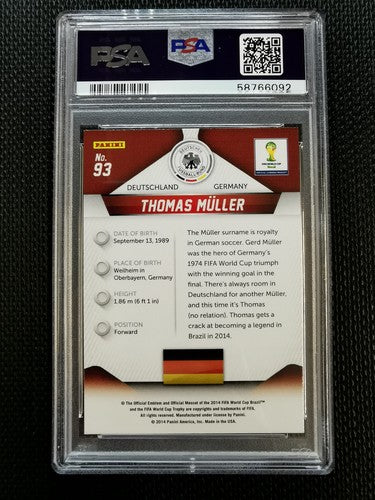 2014 Panini Prizm World Cup Thomas MÃ¼ller PSA 9 #93