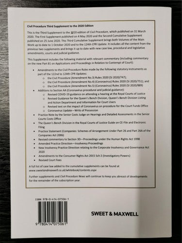 Civil Procedure Third Cumulative Supplement Autumn 2020 | The White Book