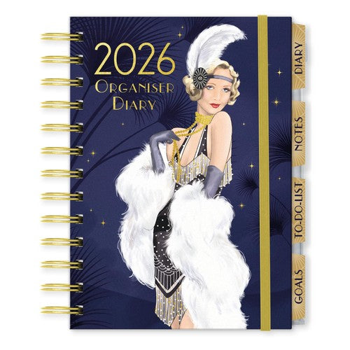 Claire Coxon Art Deco 2026 Organiser Diary | Hardback Weekly Planner with Tabs,