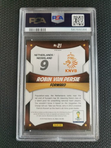 2014 Panini Prizm World Cup Stars Robin Van Persie PSA 8 RED/WHT/BL PWR PLAID