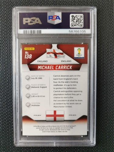2014 Panini Prizm World Cup Michael Carrick Yellow & Red Pulsar PSA 10 GEM MT