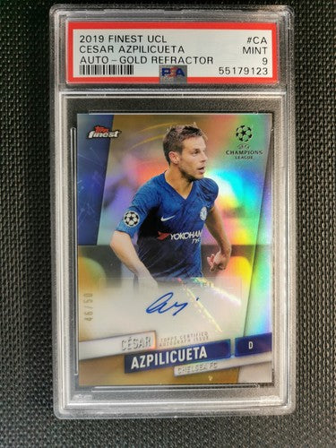 Cesar Azpilicueta 2019 Topps Finest UCL AUTO - Gold Refractor PSA 9 [50]
