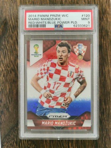 2014 Panini Prizm World Cup 120 Mario Mandzukic Red/White/Blue Power Plaid PSA 9