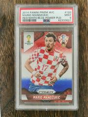 2014 Panini Prizm World Cup 120 Mario Mandzukic Red/White/Blue Power Plaid PSA 9