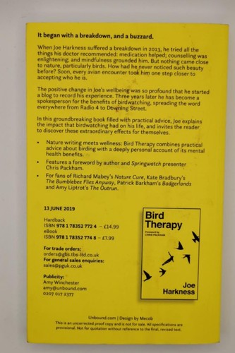 Bird Therapy by Joe Harkness LIMITED EDITION PROOF PAPERBACK