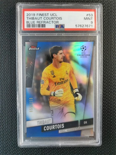 Thibaut Courtois 2019 Topps Finest UCL Blue Refractor PSA 9 [150]