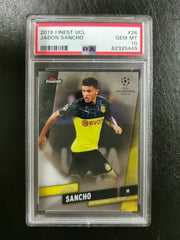 Jadon Sancho Topps Finest 2019 #26 UCL PSA 10 GEM MT Manchester Utd, England