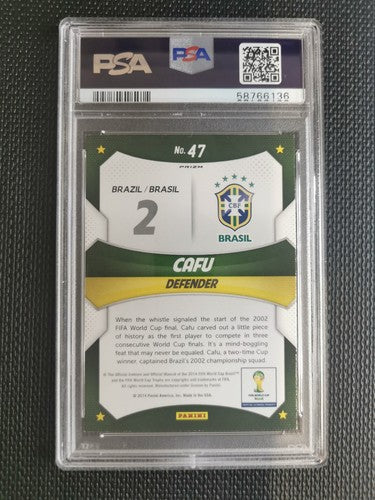 2014 Panini Prizm World Cup Stars Brazil Cafu Prizm PSA 8 #47