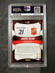 2014 Panini Prizm World Cup Stars David Silva Red/White/Blue Power Plaid PSA 8