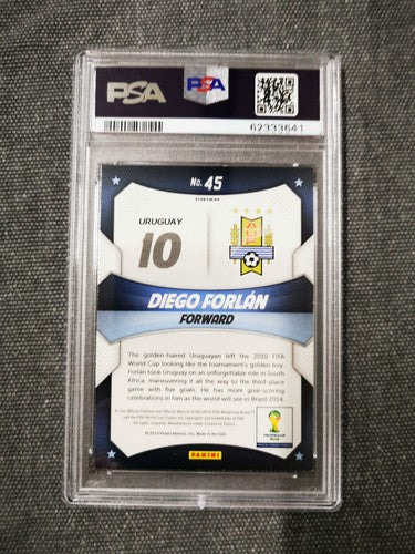 Diego Forlan 2014 Panini Prizm World Cup Stars Red/White/Blue Power Plaid PSA 9