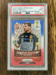 2014 Panini Prizm World Cup Stars 33 Iker Casillas Blue & Red Wave Prizm PSA 9