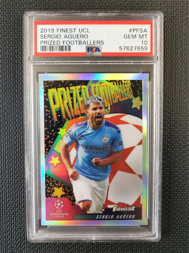 Sergio Aguero 2019 Topps Finest UCL Prized Footballers PSA 10 GEM MT